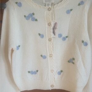 Jessica Simpson Cream Cardigan with Blue Floral Accents